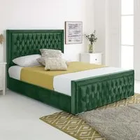 Paloma Single Bed Frame - Green, Velvet