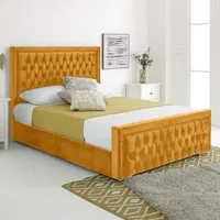 Paloma Single Bed Frame - Orange, Velvet