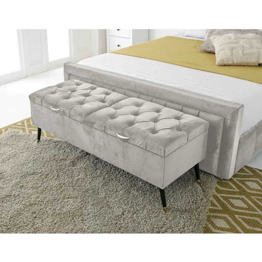 Paloma Single Bed Frame - Silver, Velvet