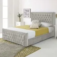 Paloma Single Bed Frame - Silver, Velvet
