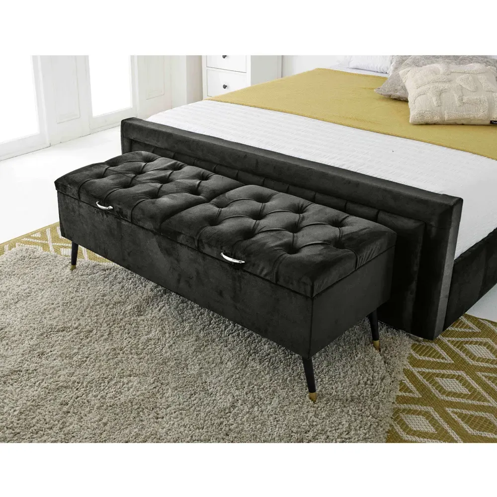 Paloma Small Double Bed Frame - Black, Velvet