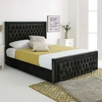 Paloma Small Double Bed Frame - Black, Velvet