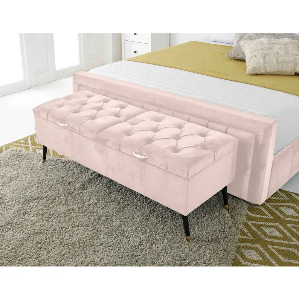 Paloma Small Double Bed Frame - Pink, Velvet