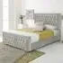 Paloma Small Double Bed Frame with Headboard - Silver, Velvet