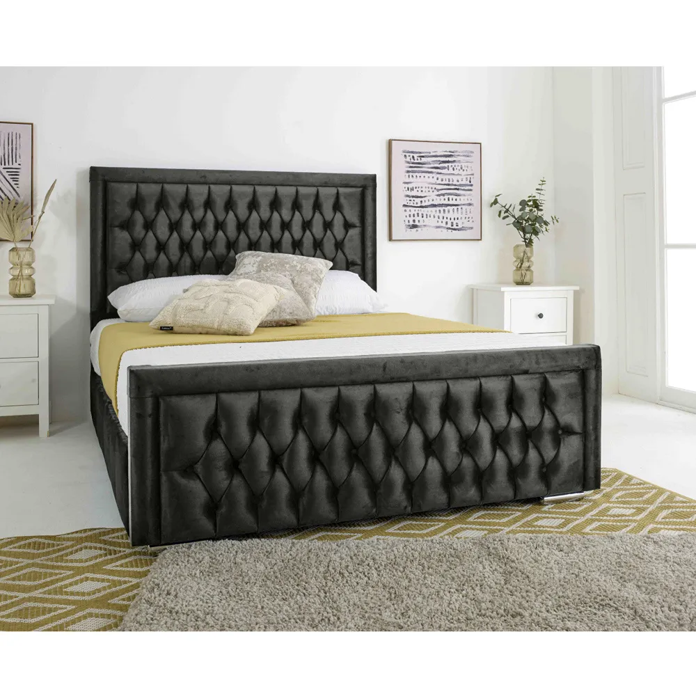 Paloma Super King Bed Frame - Black, Velvet