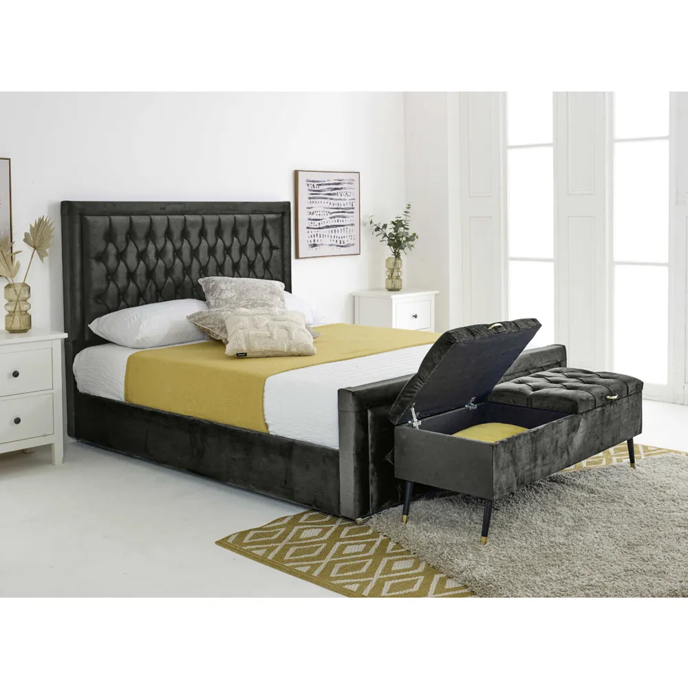 Paloma Super King Bed Frame - Black, Velvet
