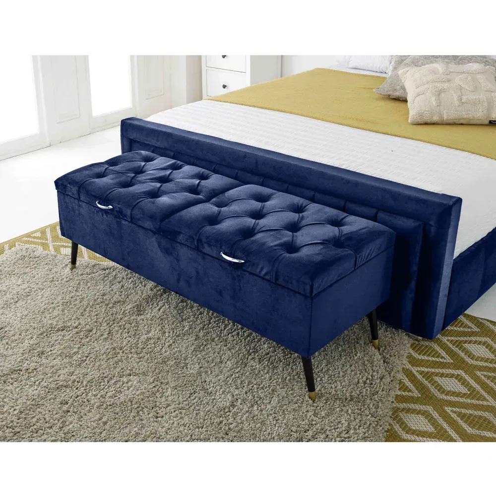Paloma Super King Size Bed Frame - Blue, Velvet