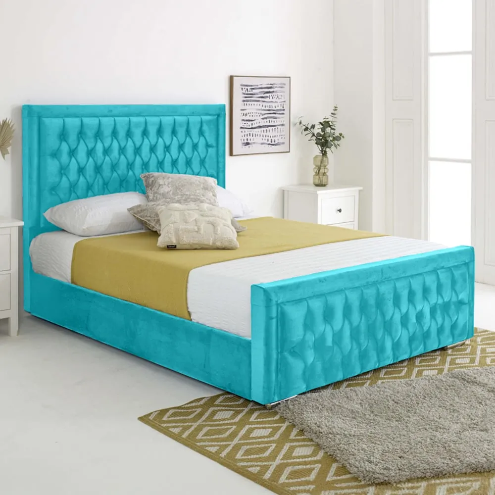 Paloma Super King Size Bed Frame - Blue, Velvet