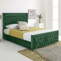 Paloma Super King Size Bed Frame - Green, Velvet