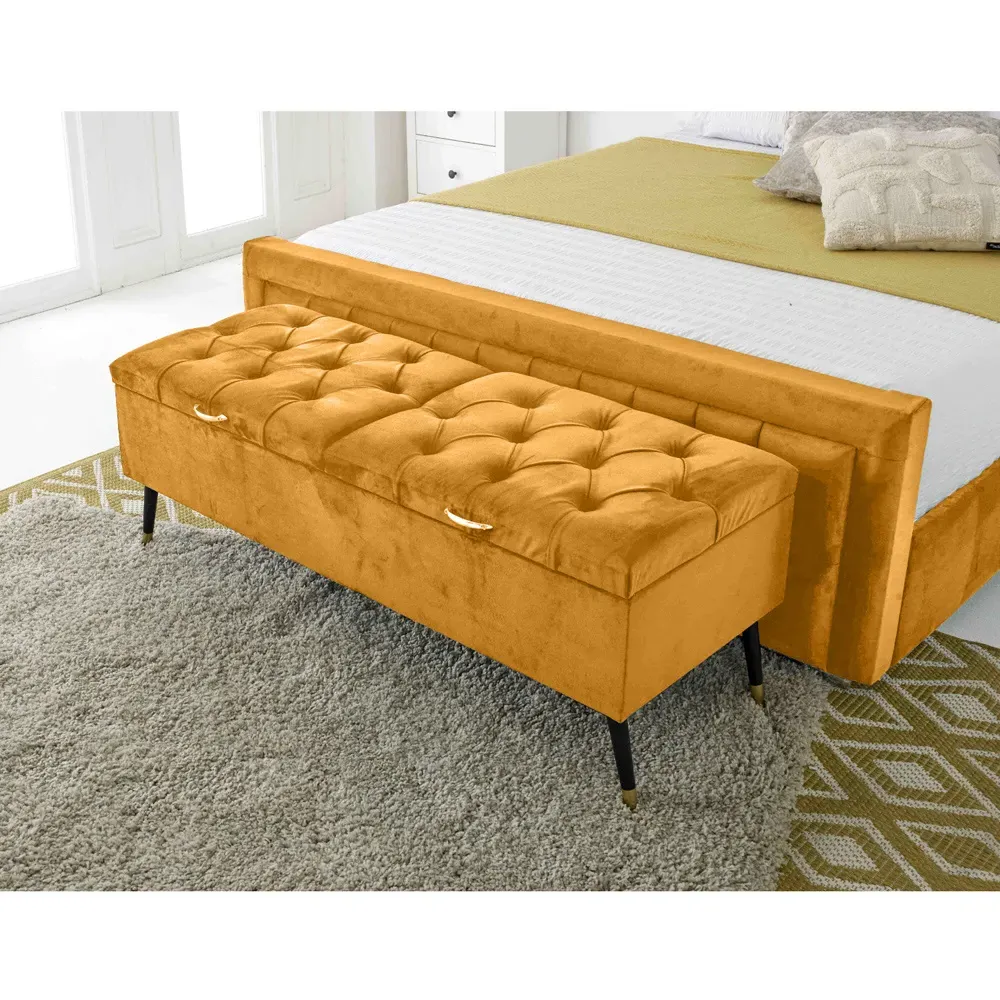 Paloma Super King Size Bed Frame - Orange, Velvet