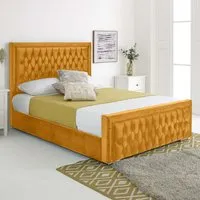Paloma Super King Size Bed Frame - Orange, Velvet