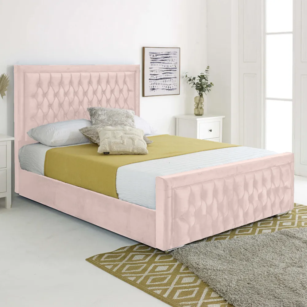 Paloma Super King Size Bed Frame - Pink, Velvet