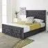 Paloma Super King Size Bed Frame with Headboard - Grey, Velvet