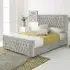 Paloma Super King Size Bed Frame with Headboard - Silver, Velvet