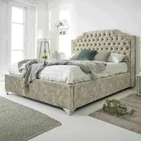Ryker Double Bed Frame with Chesterfield Headboard - Pearl