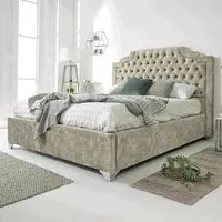 Ryker King Size Bed Frame with Chesterfield Headboard - Pearl