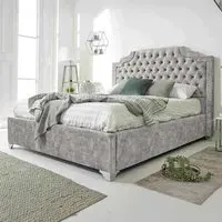 Ryker King Size Bed Frame with Chesterfield Headboard - Silver