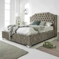 Ryker King Size Bed Frame with Chesterfield Headboard - Taupe