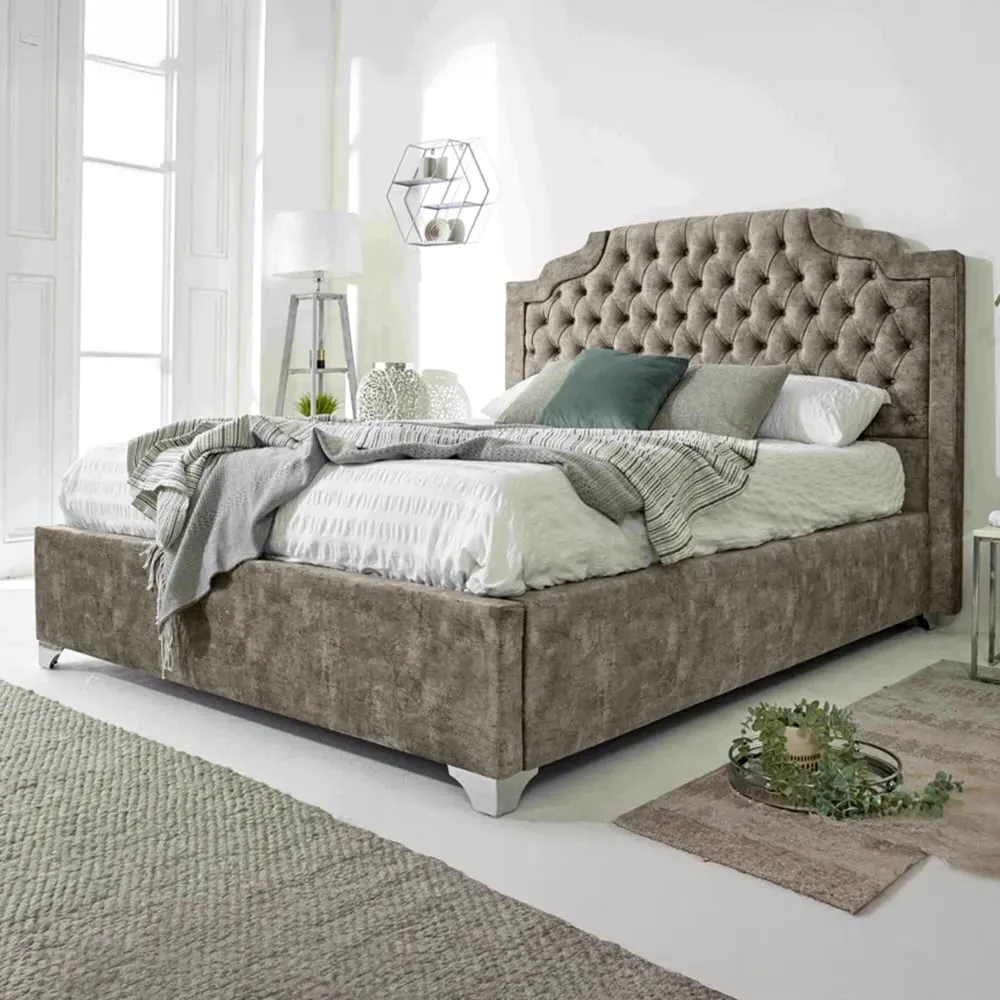 Ryker Single Bed Frame with Chesterfield Headboard - Brown image