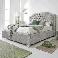 Ryker Small Double Bed Frame with Chesterfield Headboard - Silver