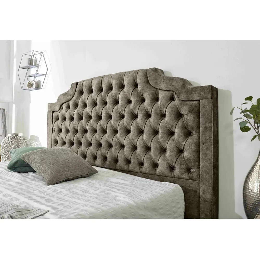 Ryker Super King Bed Frame with Chesterfield Headboard - Taupe