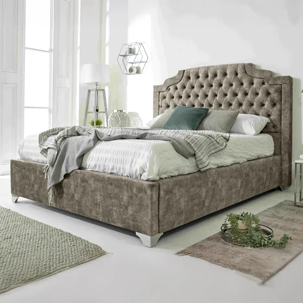 Ryker Super King Bed Frame with Chesterfield Headboard - Taupe