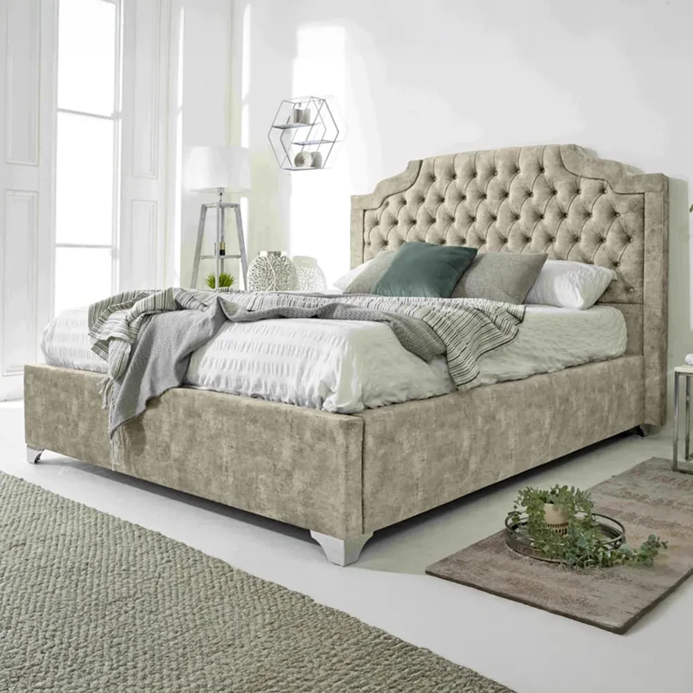 Ryker Super King Size Bed Frame with Chesterfield Headboard - Cream