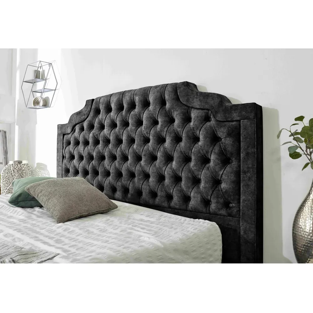 Ryker Super King Size Bed Frame with Chesterfield Headboard - Grey