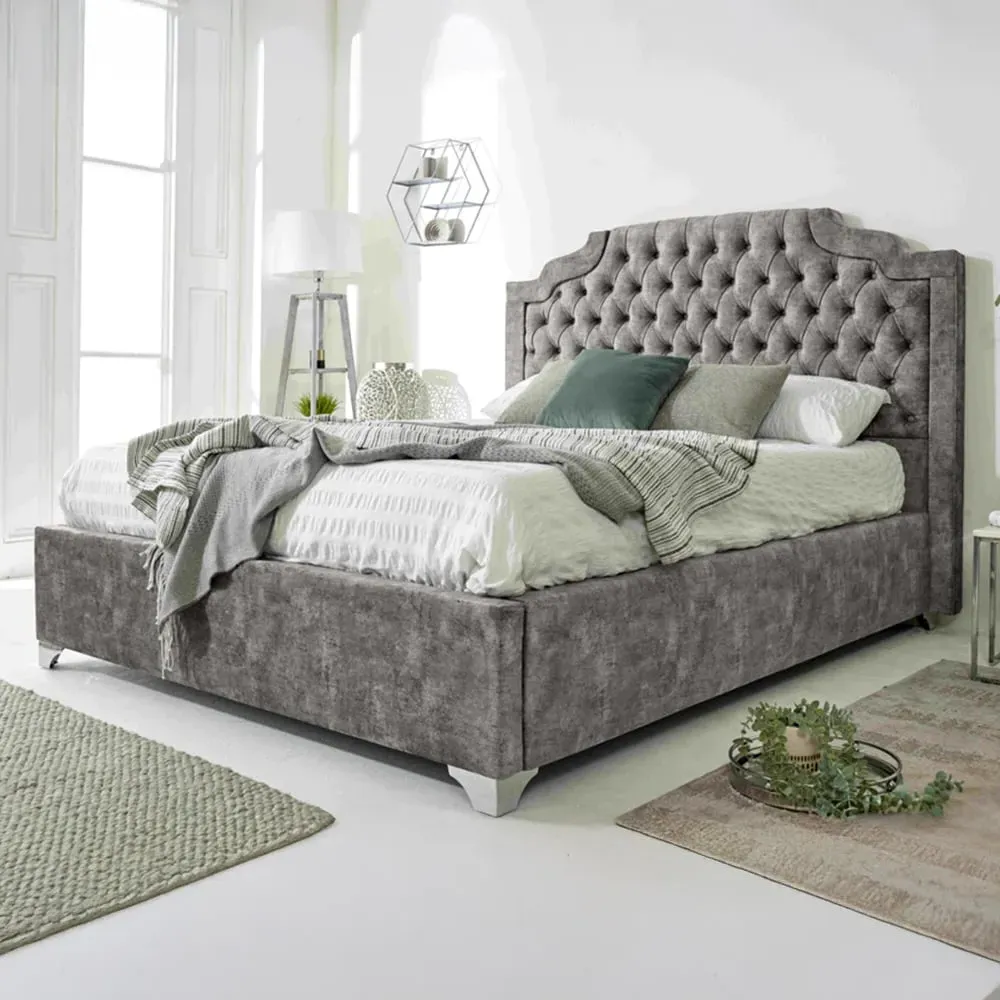 Ryker Super King Size Bed Frame with Chesterfield Headboard - Grey