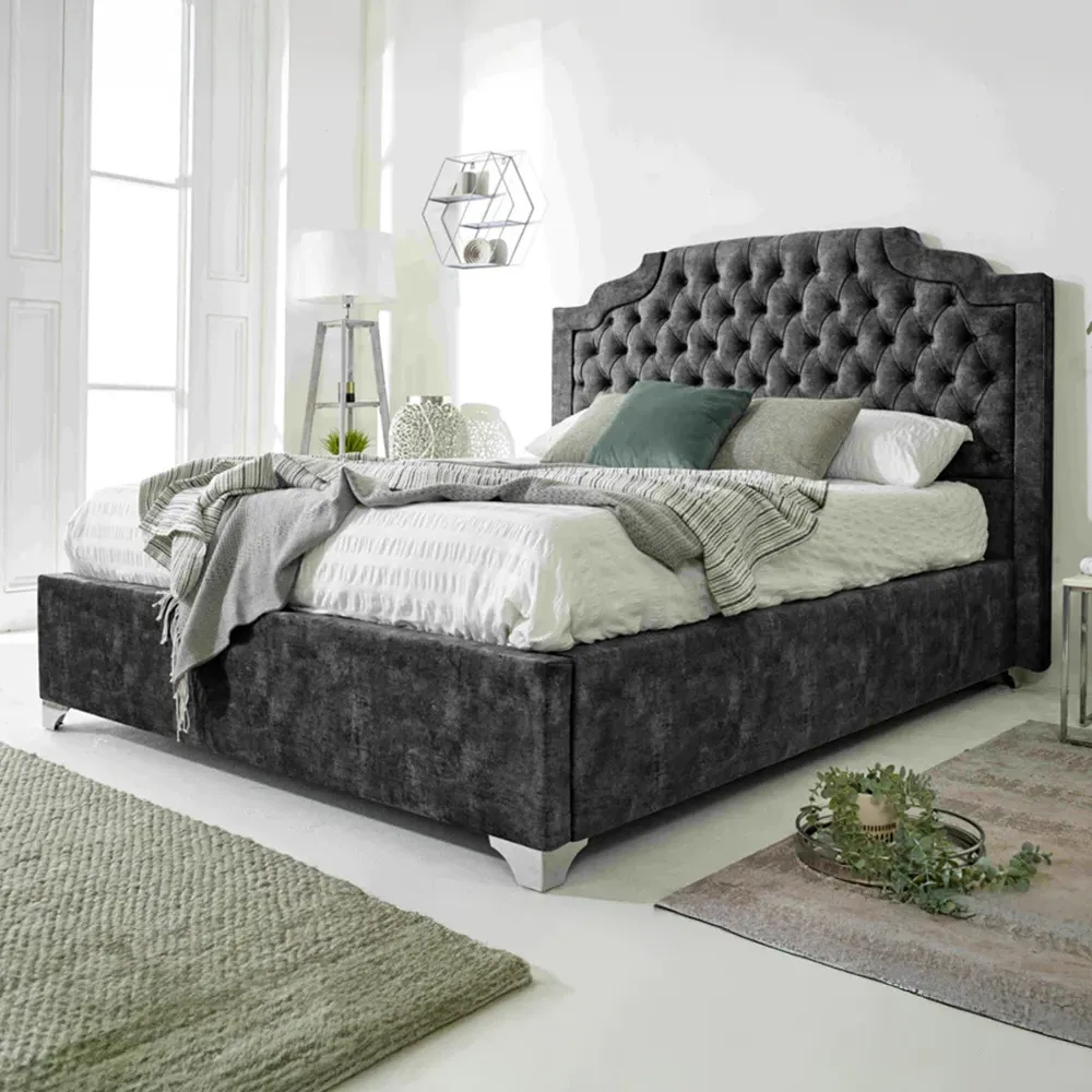 Ryker Super King Size Bed Frame with Chesterfield Headboard - Grey
