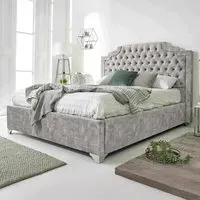 Ryker Super King Size Bed Frame with Chesterfield Headboard - Silver