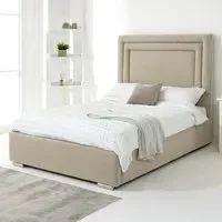 Santiago Double Bed Frame with Boxed Headboard - Cream