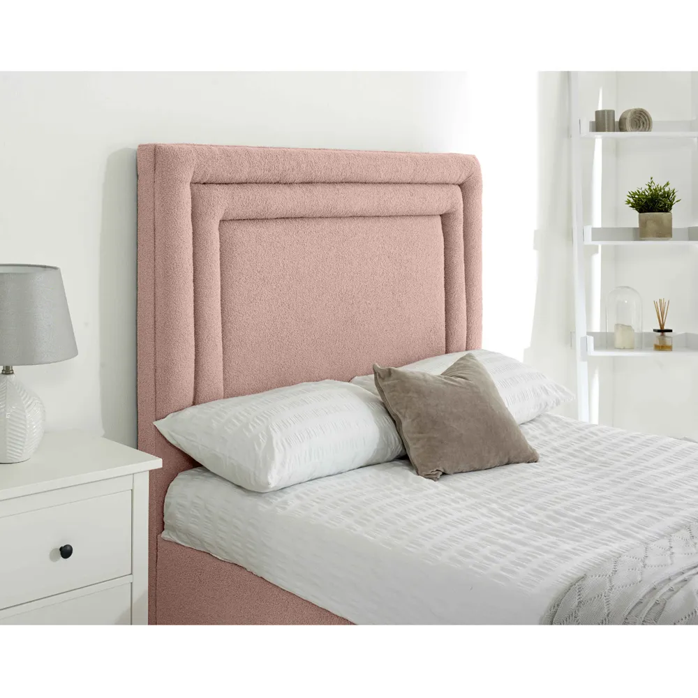 Santiago Double Bed Frame with Boxed Headboard - Pink