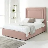 Santiago Double Bed Frame with Boxed Headboard - Pink