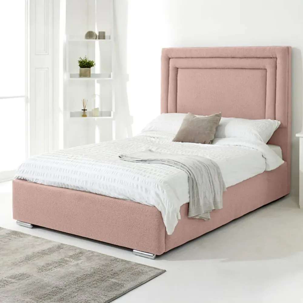 Santiago Double Bed Frame with Boxed Headboard - Pink