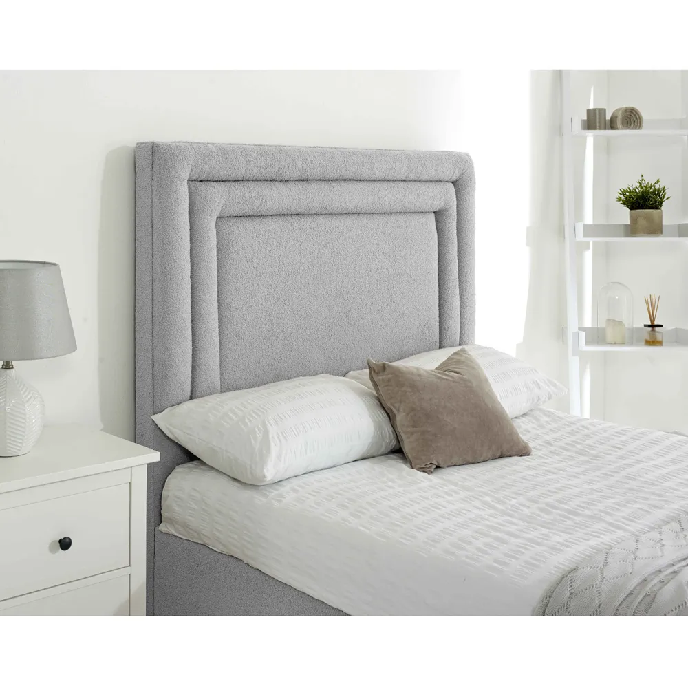 Santiago Double Bed Frame with Boxed Headboard - Silver