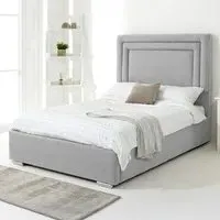 Santiago Double Bed Frame with Boxed Headboard - Silver