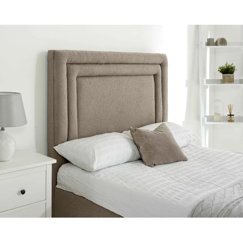 Santiago King Size Bed Frame with Boxed Headboard - Cream