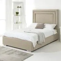 Santiago King Size Bed Frame with Boxed Headboard - Cream
