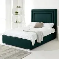 Santiago King Size Bed Frame with Boxed Headboard - Green