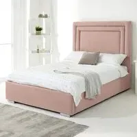 Santiago King Size Bed Frame with Boxed Headboard - Pink