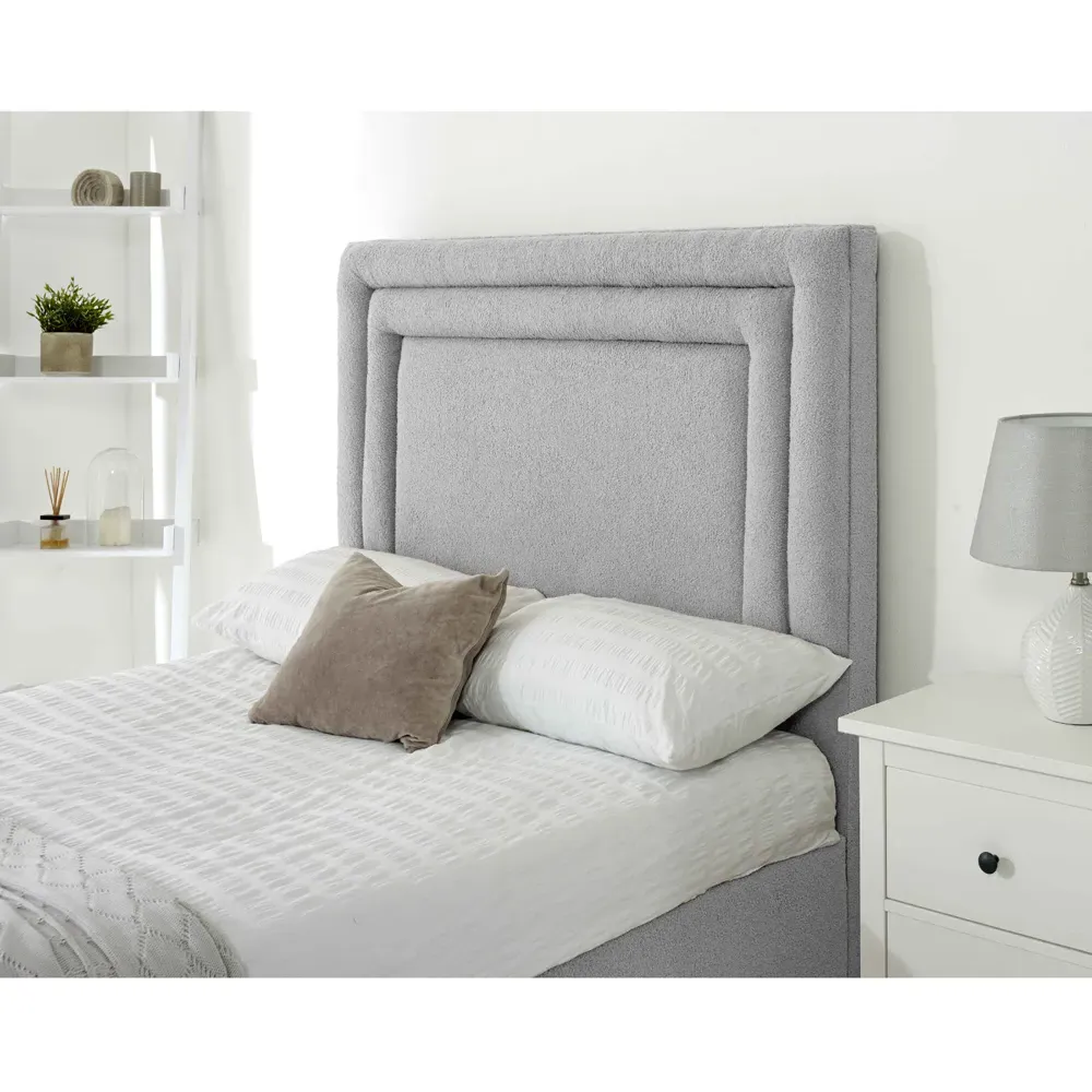 Santiago King Size Bed Frame with Boxed Headboard - Silver
