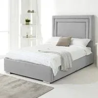 Santiago King Size Bed Frame with Boxed Headboard - Silver