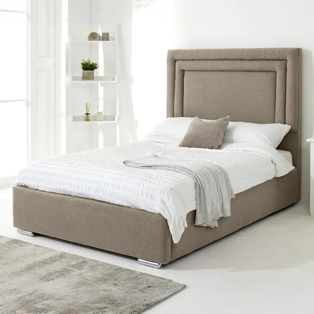 Santiago Single Bed Frame with Boxed Headboard - Cream image