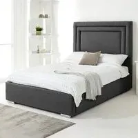 Santiago Single Bed Frame with Boxed Headboard - Grey