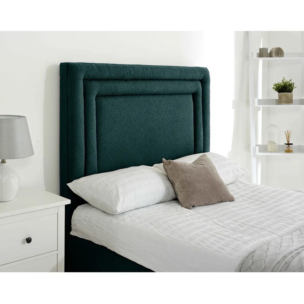 Santiago Small Double Bed Frame with Boxed Headboard - Green
