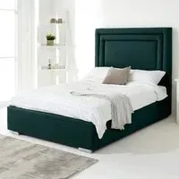 Santiago Small Double Bed Frame with Boxed Headboard - Green