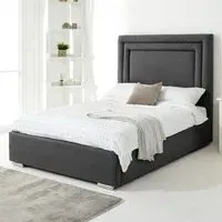 Santiago Small Double Bed Frame with Boxed Headboard - Grey