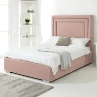 Santiago Small Double Bed Frame with Boxed Headboard - Pink