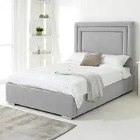 Santiago Small Double Bed Frame with Boxed Headboard - Silver